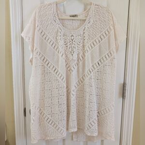 ONE WORLD Ivory Crochet Blouse
